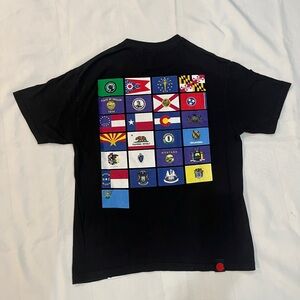 Black Men's Shirt with Colorful Flag Graphics